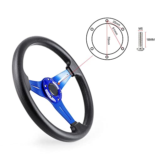 YEHICY 13.8” Racing Steering Wheel Quick Release for Car Sport Drifting Steering Wheel Pu Leather and Aluminum Spokes with Horn Button (Blue) - Image 4