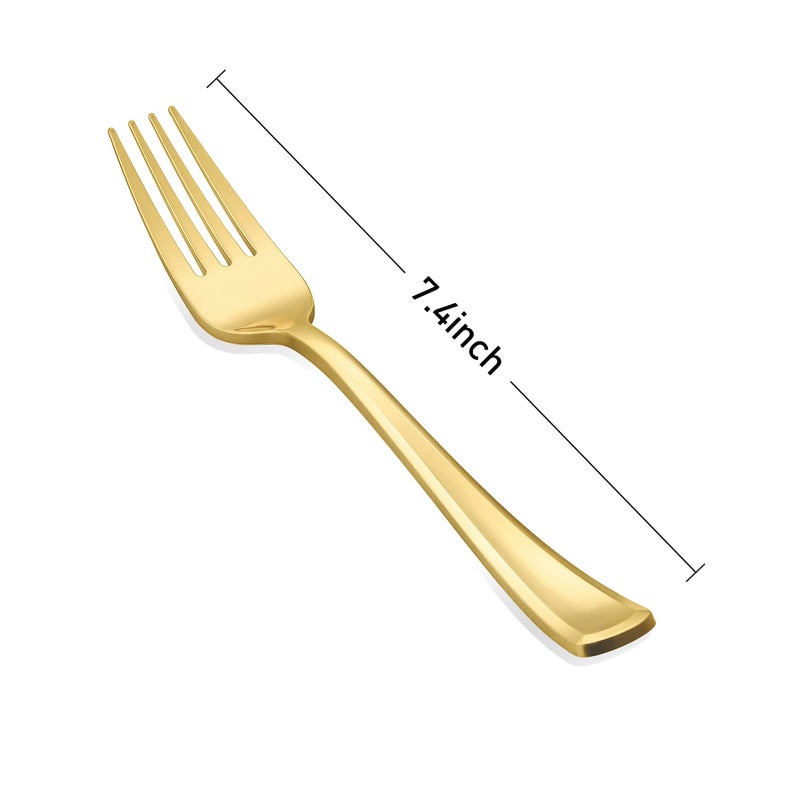 N9R 72Pcs Gold Plastic Forks  Solid  Durable and Heavy Duty Plastic Forks  Perfect Utensils for Parties  Thanksgiving  Christmas and Daily Use - Image 2