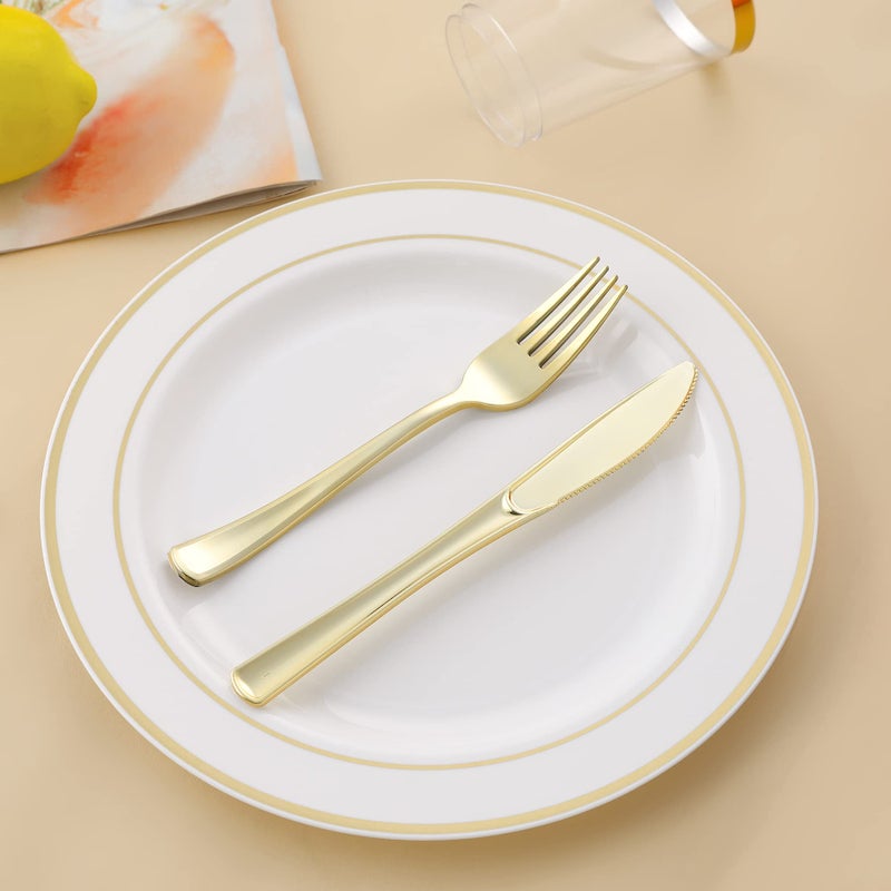 N9R 72Pcs Gold Plastic Forks  Solid  Durable and Heavy Duty Plastic Forks  Perfect Utensils for Parties  Thanksgiving  Christmas and Daily Use - Image 4