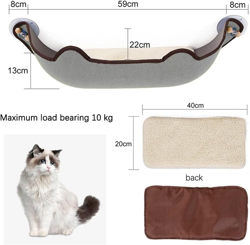 Neostyle Cat Window Perch, Space Saving Cat Window Bed Hammock, Suction Cup Cat Hammock Seat for Window Balcony, Cat Comfort Rest Bed for up to 10kg (Single layer) - Image 2