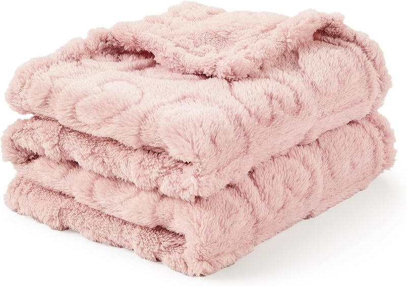 CREVENT 76X102CM Cozy Soft Warm Sherpa Baby Blanketfor Girls Boys, Newborn Essentials for Infant, BabyShower - Pink Heart - Image 3