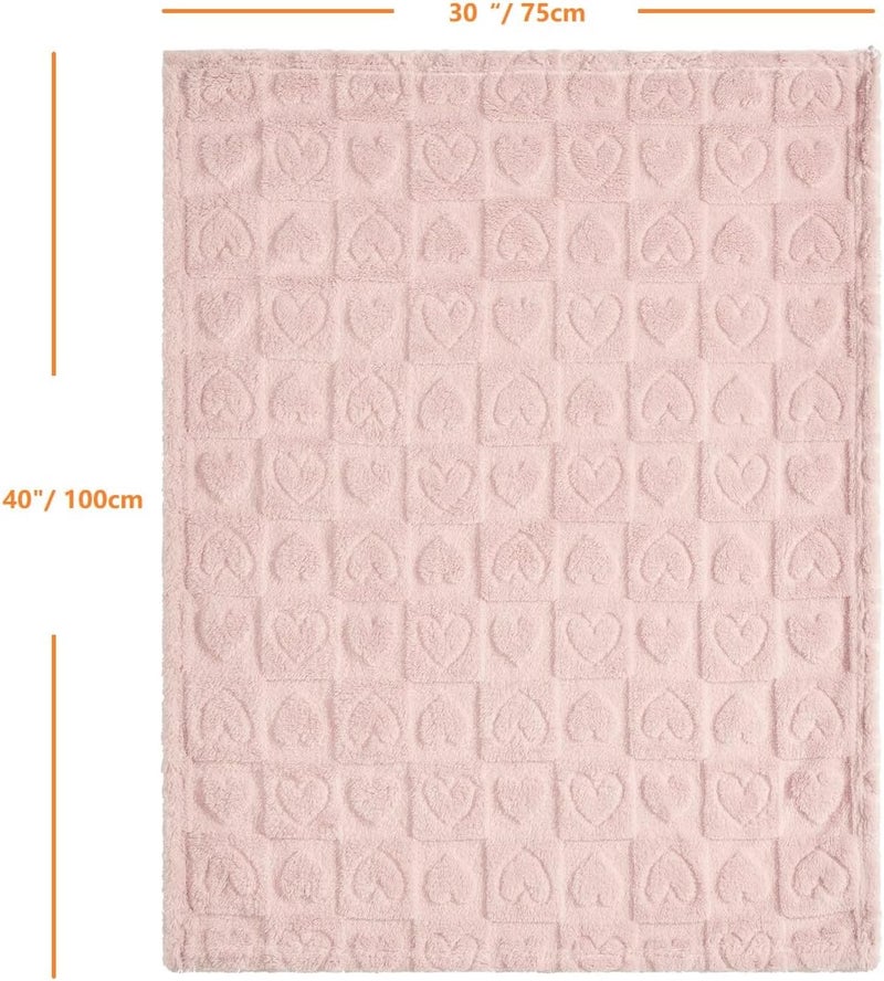CREVENT 76X102CM Cozy Soft Warm Sherpa Baby Blanketfor Girls Boys, Newborn Essentials for Infant, BabyShower - Pink Heart - Image 5