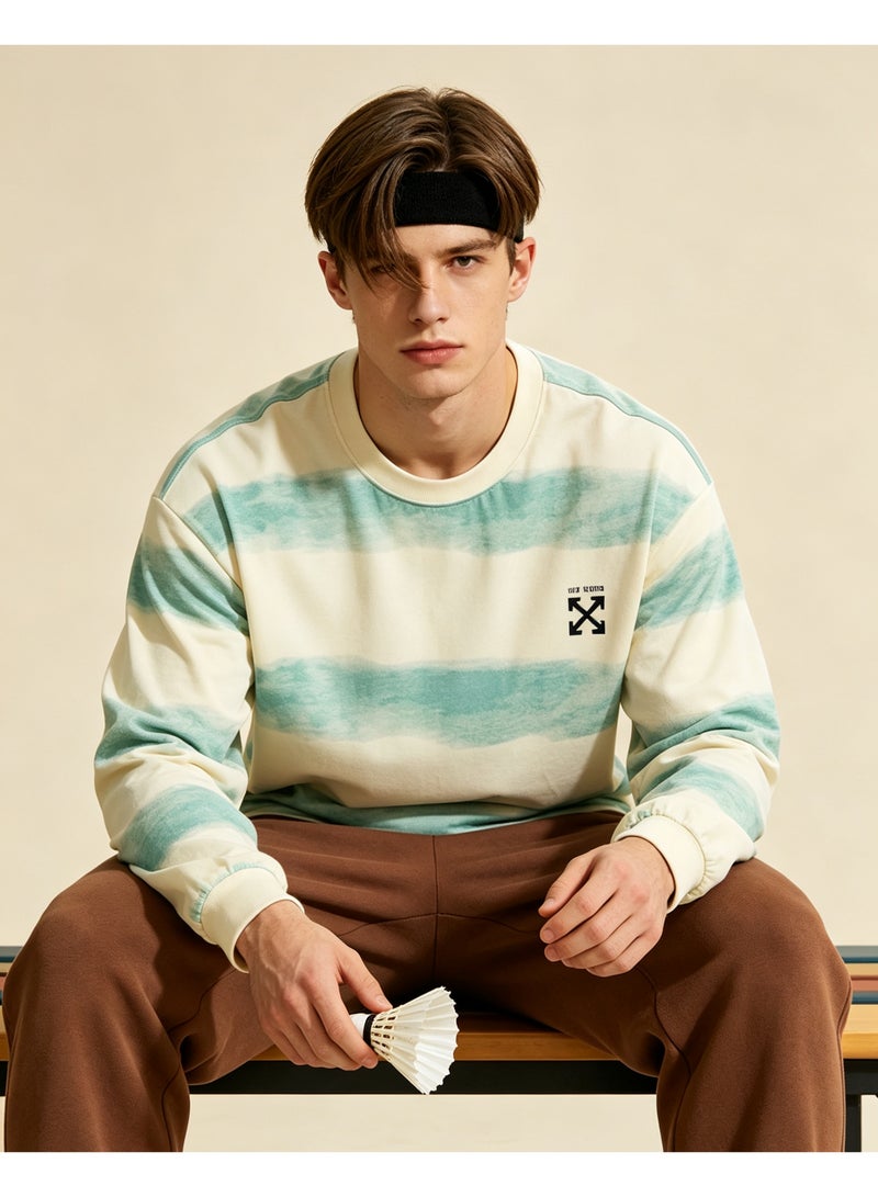 أوف-وايت OFF-WHITE Men's and women's tie-dyed striped long-sleeved pullover tops - Image 1