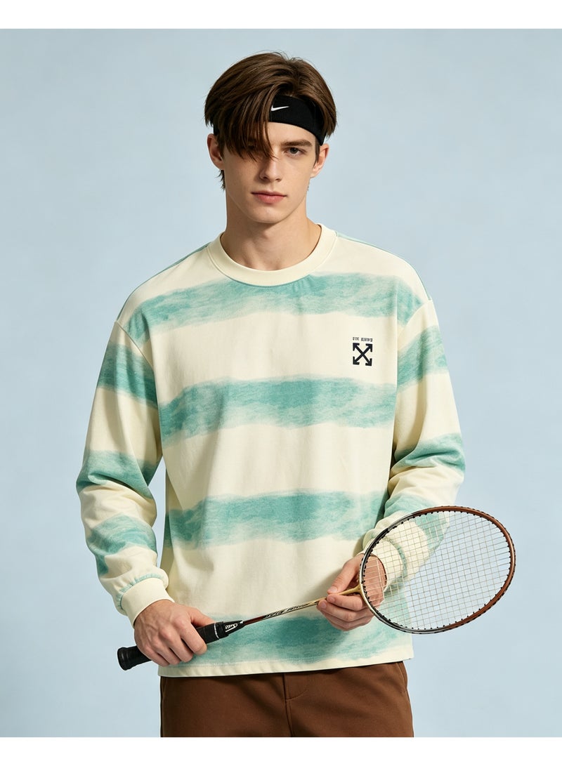 أوف-وايت OFF-WHITE Men's and women's tie-dyed striped long-sleeved pullover tops - Image 5