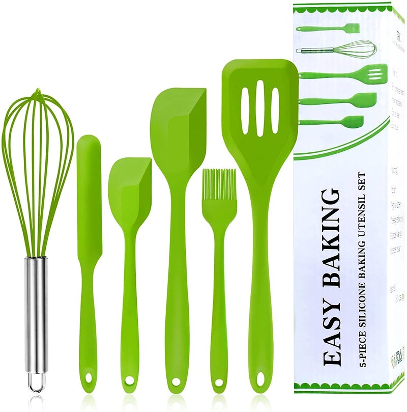 FOKRIM Silicone Spatula Set, 5 PCS Heat Resistant Rubber Spatulas Utensils for Nonstick Cookware Baking Mixing Icing, Seamless & Flexible (Multi) - Image 1