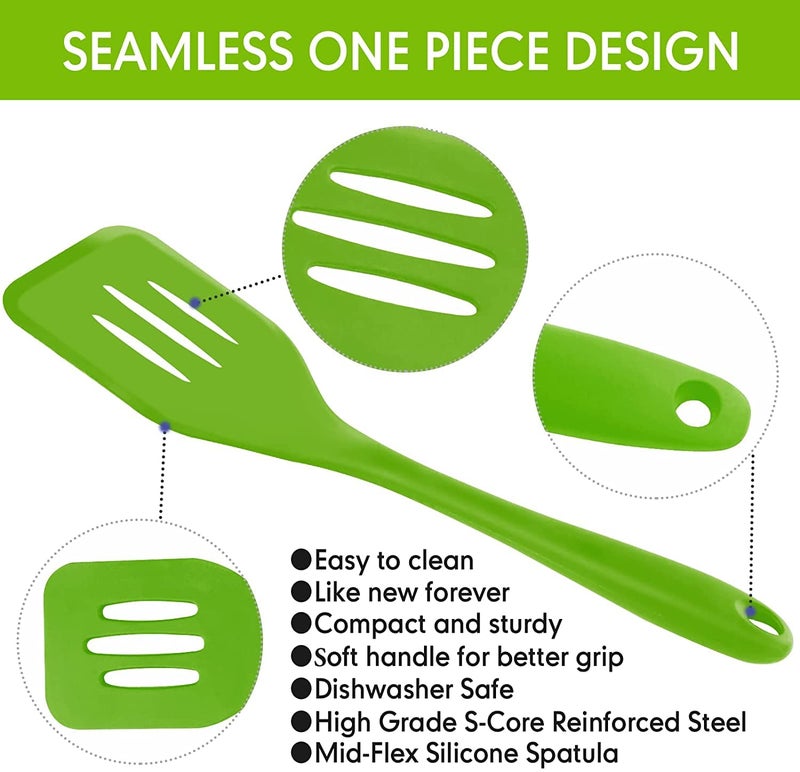 FOKRIM Silicone Spatula Set, 5 PCS Heat Resistant Rubber Spatulas Utensils for Nonstick Cookware Baking Mixing Icing, Seamless & Flexible (Multi) - Image 3