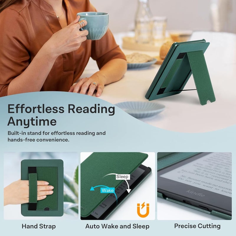 CoBak Lightweight Stand Case for 7" Kindle Paperwhite 12th Gen 2024 and Kindle Colorsoft with Right Hand Strap - Compatible with iPhone MagSafe, for Samsung/Belkin/Anker Wireless Charging Pads - Image 4