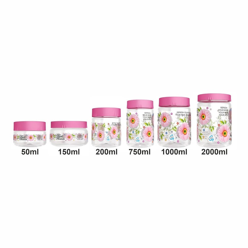 G-PET GPET Print Magic Container Pink Pack of 18 2000ml 3 pcs 1000ml 3 pcs 750ml 3 pcs 200ml 3 pcs 150ml 3 pcs 50ml 3 pcs Plastic Grocery Container Home Kitchen Container Plastic Jar Set - Image 3