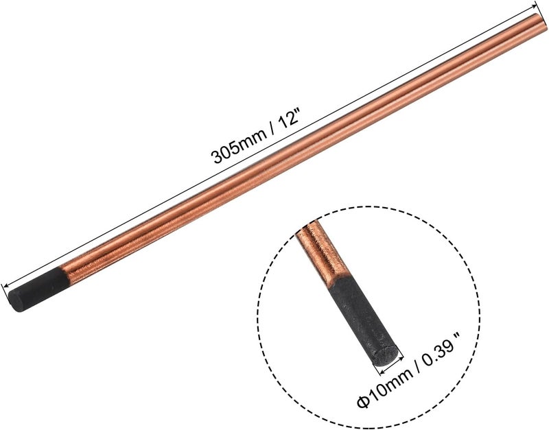 PATIKIL 10pcs 10mm x 305mm Carbon Arc Air Gouging Rods - Copper Graphite Coated Electrode Rods for Welding - Image 2