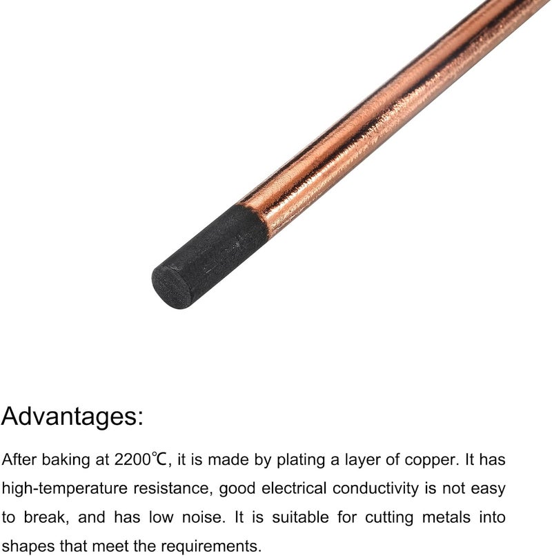 PATIKIL 10pcs 10mm x 305mm Carbon Arc Air Gouging Rods - Copper Graphite Coated Electrode Rods for Welding - Image 4