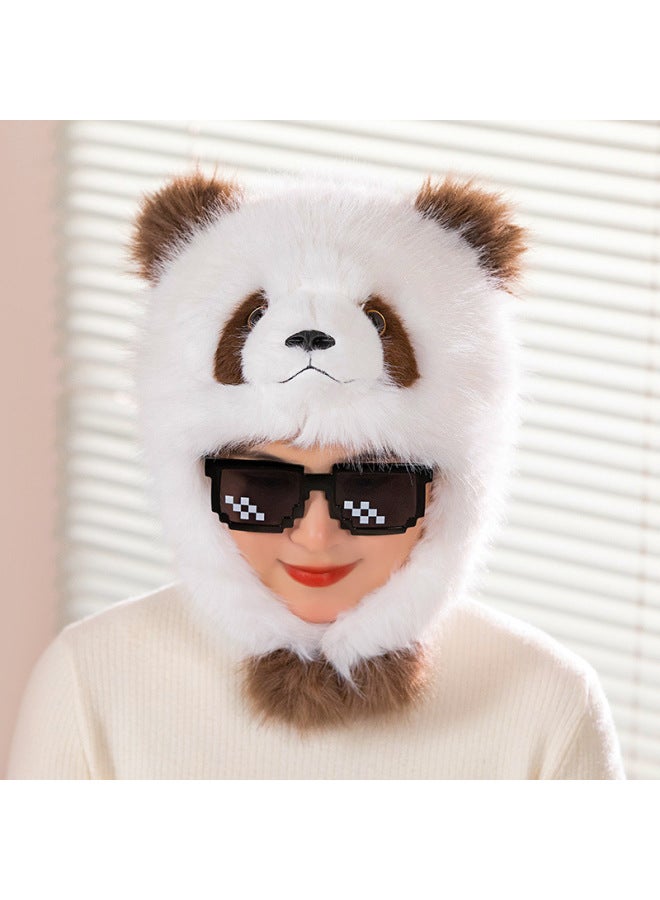 Genuine Imitation Mink Hair Giant Panda Flower Plush Padded Hat Children Adult Ear Protection Cap Chengdu Base-Specifications:Qizai  - Image 3