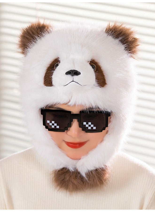 Genuine Imitation Mink Hair Giant Panda Flower Plush Padded Hat Children Adult Ear Protection Cap Chengdu Base-Specifications:Qizai  - Image 1