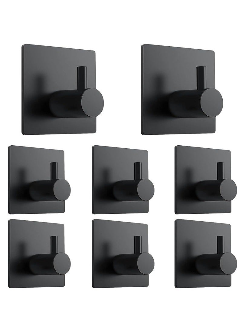 8 Piece  Adhesive Hooks, Self Adhesive Towel Hooks for Bathroom Wall Door Mounted, Heavy Duty Wall Hooks for Bathroom Kitchen Door Window Cabinet ,Black.  - Image 1