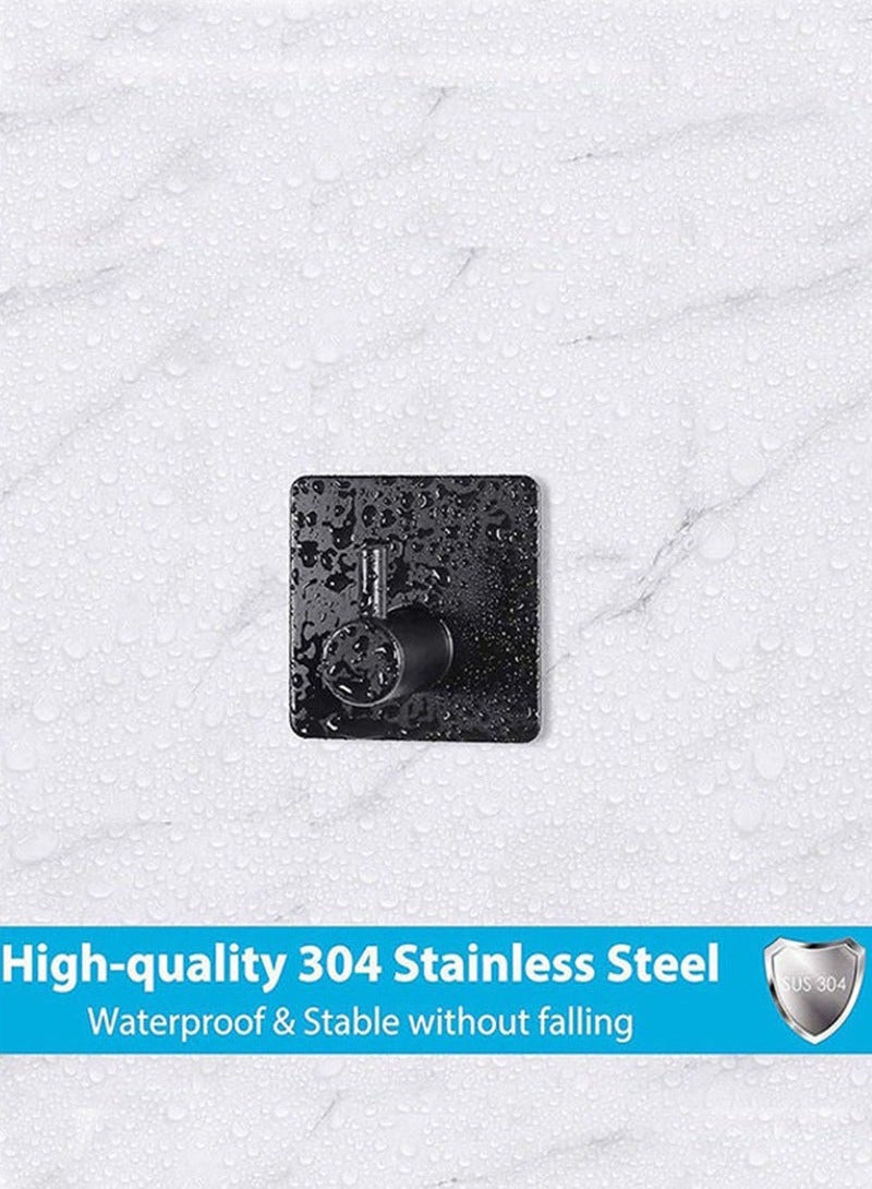 8 Piece  Adhesive Hooks, Self Adhesive Towel Hooks for Bathroom Wall Door Mounted, Heavy Duty Wall Hooks for Bathroom Kitchen Door Window Cabinet ,Black.  - Image 4