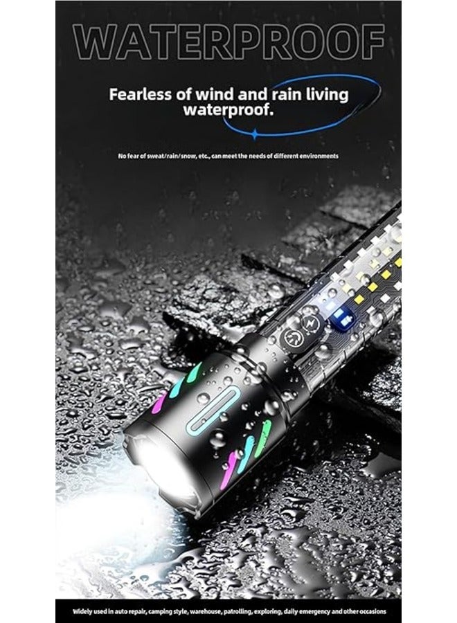 Rechargeable LED Flashlight, Tactical Flashlight, 5 Modes Zoomable IP67 Waterproof for Camping/Home  - Image 4