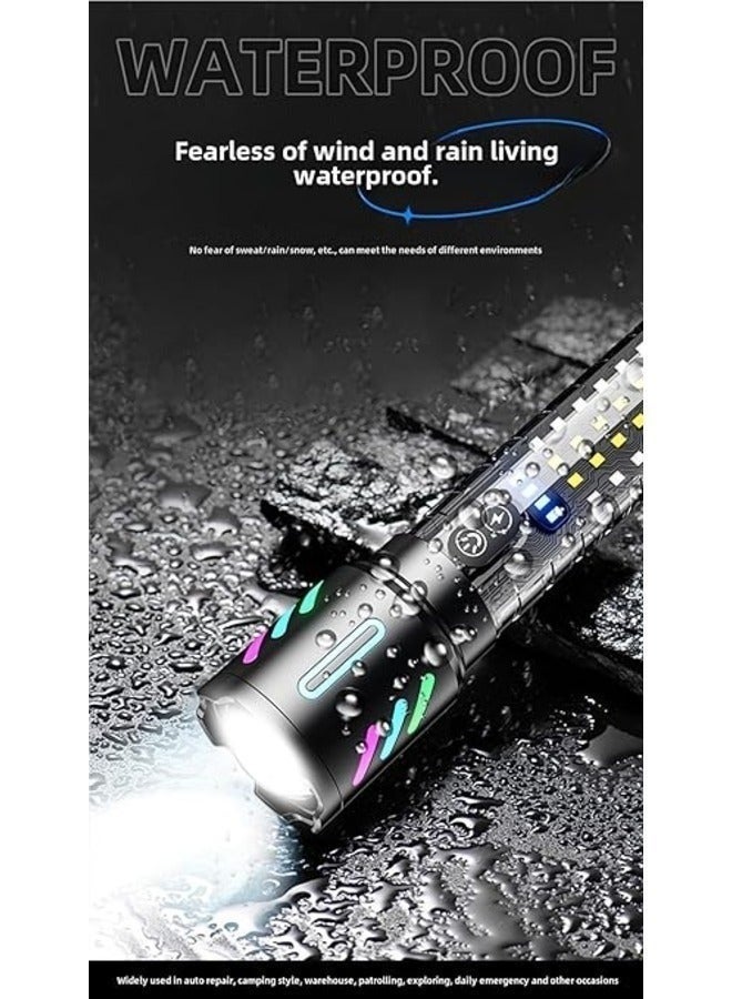 Rechargeable LED Flashlight, Tactical Flashlight, 5 Modes Zoomable IP67 Waterproof for Camping/Home - Image 3
