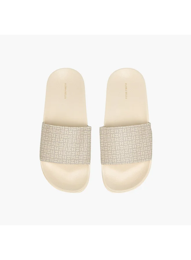 Flora Bella By Shoexpress Women Monogram Print Slip-On Sandals