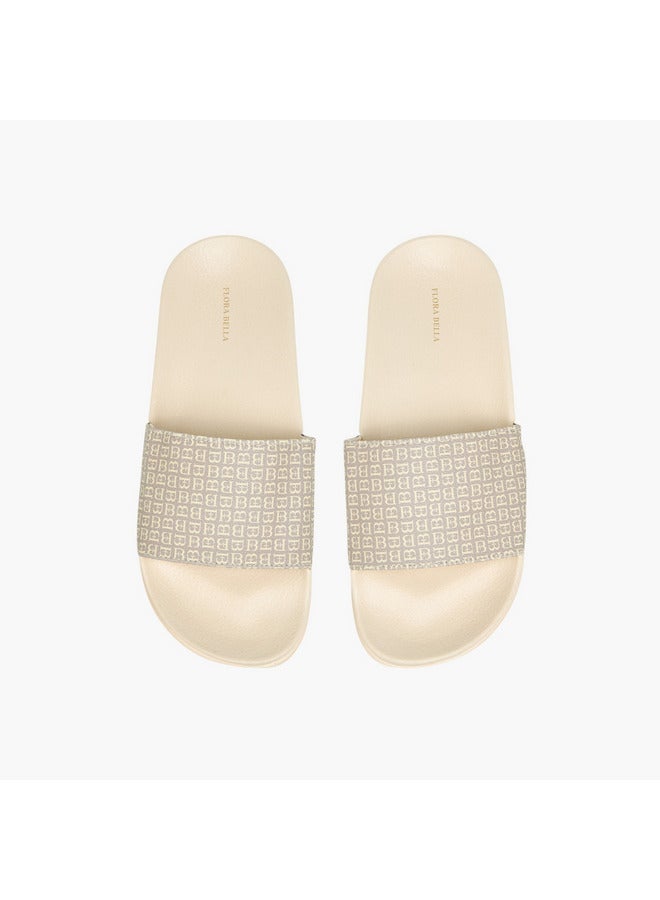 Flora Bella By Shoexpress Women Monogram Print Slip-On Sandals - Image 2