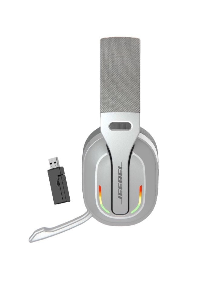 جيبيل سماعة رأس جيبيل SPX للألعاب - سماعة بلوتوث لاسلكية مع وصلة USB ووصلة USB-C للاتصال المزدوج ، تصميم يغطي الأذن مع إلغاء الضوضاء ، متوافقة مع بلايستيشن 4 وسوني 5 وإكس بوكس ون وسيريس إكس و نينتندو سويتش والكمبيوتر - فضي - Image 2