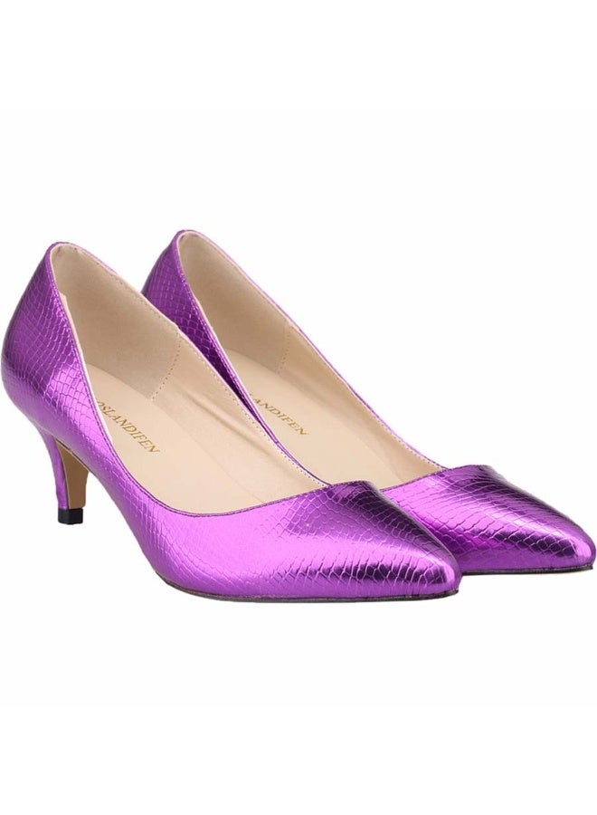Loquat All-Season Crocodile Print Low-Vamp Stiletto Heels 6cm Purple - Image 1