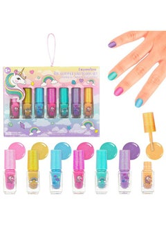 Expressions 7pc Unicorn Shimmer Nail Polish Set for Girls - Glitter Cap, Non-Toxic Quick Dry Manicure & Pedicure Kit, Vibrant Assorted Shades  - Image 1