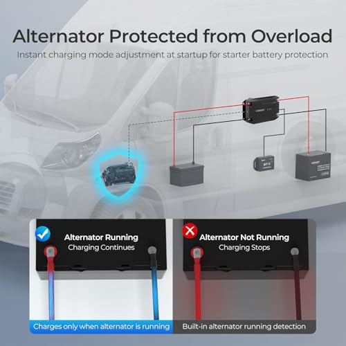 Renogy 12V 20A DC to DC Battery Charger with Multi-Stage Charging and Bluetooth Compatibility for Flooded, Gel, AGM, and Lithium Batteries in RVs, Commercial Vehicles, Boats, and Yachts - Image 3