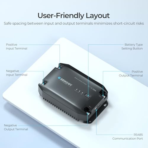 Renogy 12V 20A DC to DC Battery Charger with Multi-Stage Charging and Bluetooth Compatibility for Flooded, Gel, AGM, and Lithium Batteries in RVs, Commercial Vehicles, Boats, and Yachts - Image 4