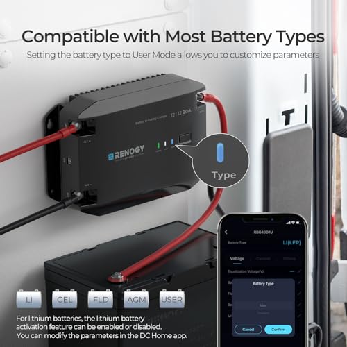 Renogy 12V 20A DC to DC Battery Charger with Multi-Stage Charging and Bluetooth Compatibility for Flooded, Gel, AGM, and Lithium Batteries in RVs, Commercial Vehicles, Boats, and Yachts - Image 5