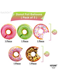 KATCHON Donut Mylar Foil Balloon Decorations Kit Pack of 5  - Image 2