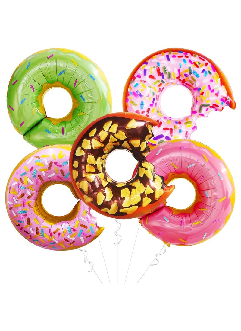 KATCHON Donut Mylar Foil Balloon Decorations Kit Pack of 5  - Image 1