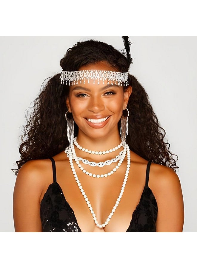 فديزاينر سلسلة رأس مرصعة بأحجار الراين، قطعة رأس فضية مرصعة بالمجوهرات، سلسلة شعر بوهو، إكسسوارات شعر الزفاف والعروس للنساء (فضي-عتيق) - Image 3