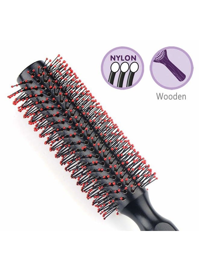 Perfehair Round Hair Brush for Blow Drying, Wooden Blowout Brush With Soft Nylon Bristles, for Medium Or Short Hair - Image 4