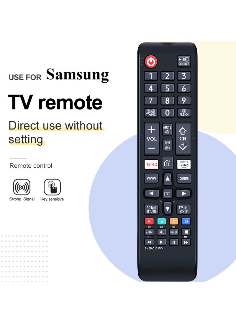 HuHa Replacement Remote Control for Samsung Smart TV LCD LED QLED OLED UHD 3D TV with Prime Video & Netflix Smart Short Keys  - Image 1
