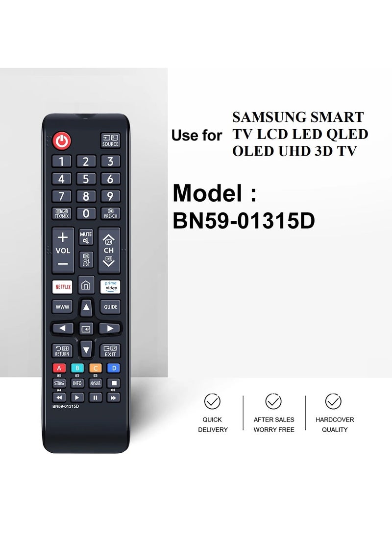 HuHa Replacement Remote Control for Samsung Smart TV LCD LED QLED OLED UHD 3D TV with Prime Video & Netflix Smart Short Keys  - Image 2