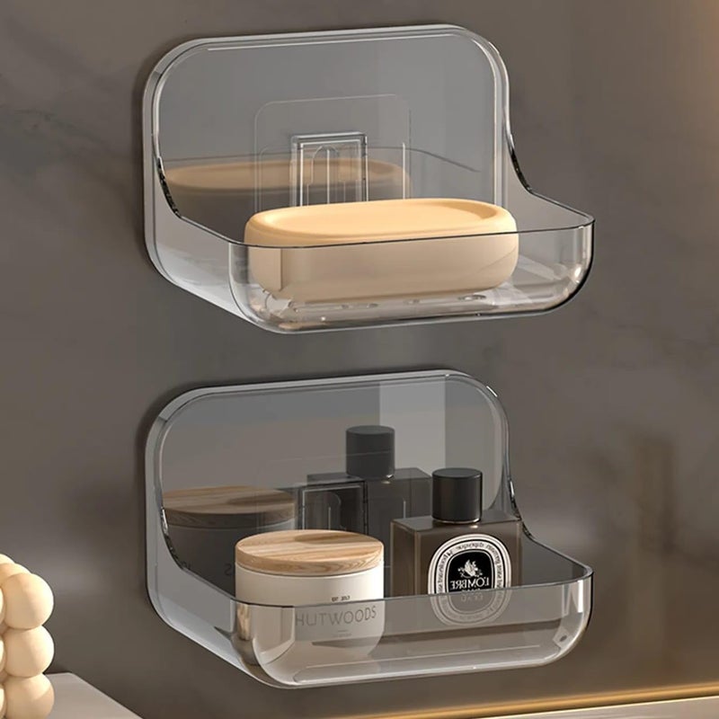 Copelle 2 PES Soap Holder for Bathroom/Soap Case/Self-Adhesive Soap Holder/Bathroom Self/Soap Stand for Bathroom/Self Draining Transparent Acrylic Soap Dish Holder Drill- Free - Image 3