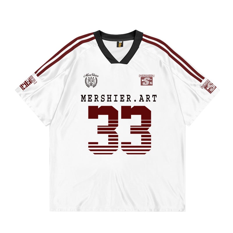 Generic American Ice Hockey Jersey Jersey Sports Retro V Neck Short-Sleeved T-Shirt Mens and Womens Loose Printed Tops Trendy White - Image 1
