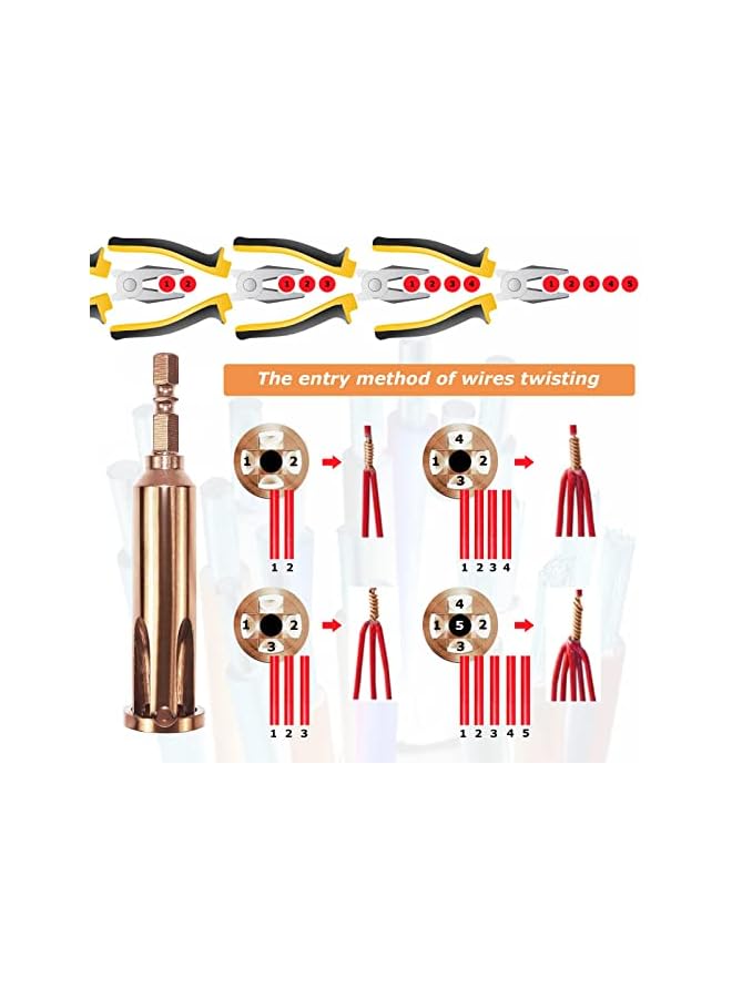 promass Wire Twisting Tools, Wire Stripper and Twister, Quick Connector Twist Wire Tool, 4 Square and 2.5 Square, 2~5 Way Twister Wire, for Stripping and Twisting Wire Cable at the Same Time - Image 2