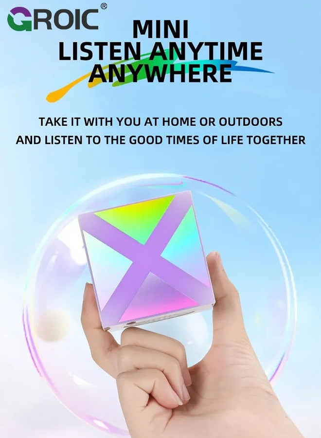 GROIC Bluetooth Speakers with Colorful LED Light, Mini Portable Wireless Cube Stereo Speaker Magic Music Player Hand Free Outdoor for iPhone Samsung Tablet Laptop Computer  - Image 3