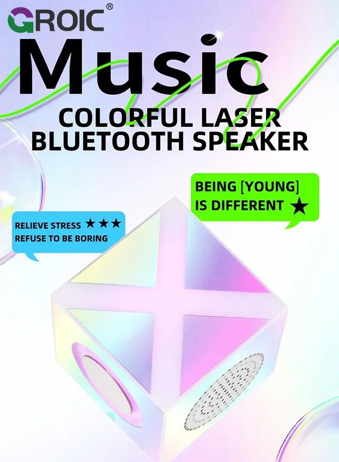 GROIC Bluetooth Speakers with Colorful LED Light, Mini Portable Wireless Cube Stereo Speaker Magic Music Player Hand Free Outdoor for iPhone Samsung Tablet Laptop Computer  - Image 5