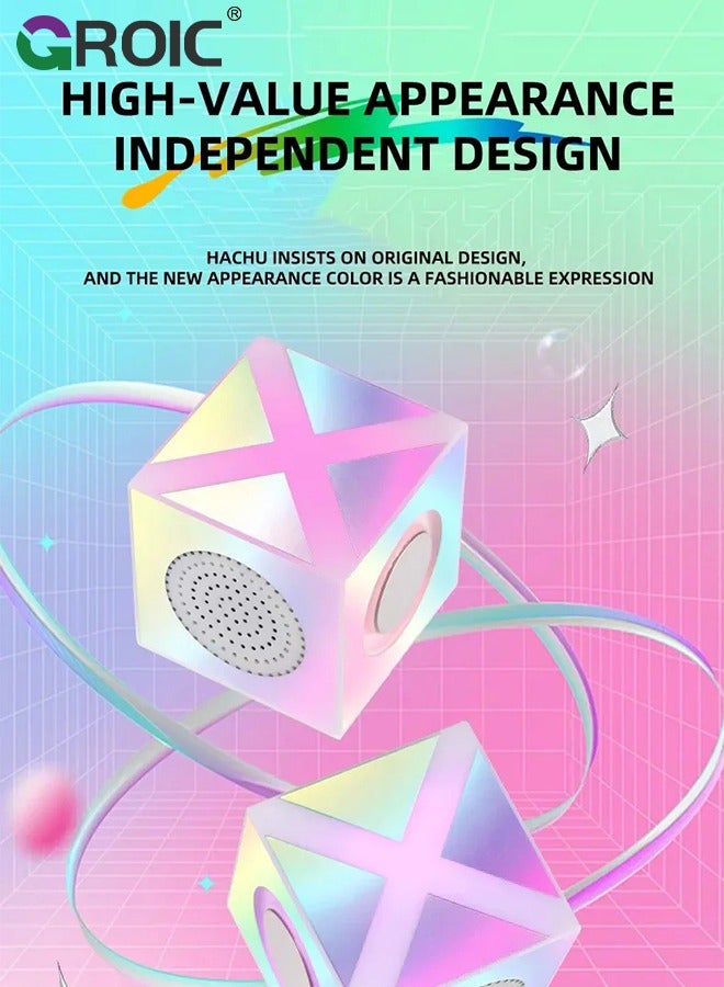 GROIC Bluetooth Speakers with Colorful LED Light, Mini Portable Wireless Cube Stereo Speaker Magic Music Player Hand Free Outdoor for iPhone Samsung Tablet Laptop Computer  - Image 2