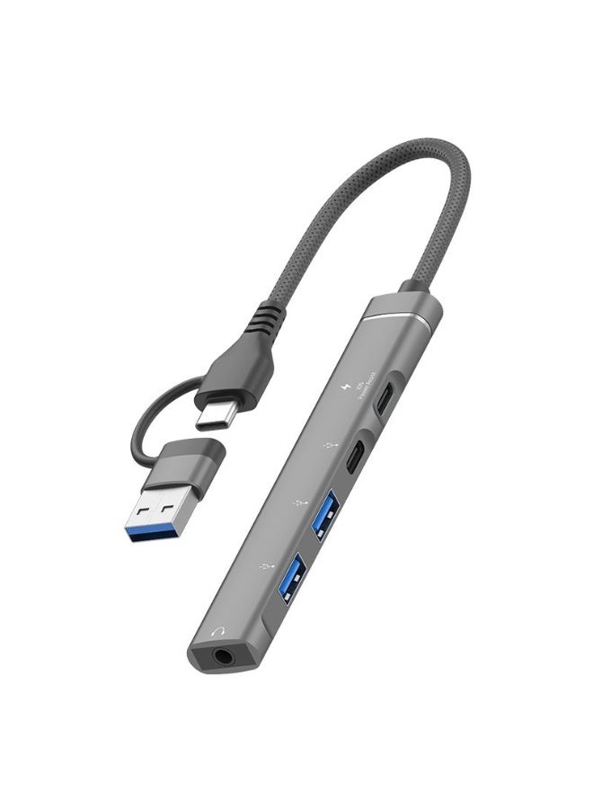 5-in-1 USB Hub Station Multi-Port Adapter with audio jack 3.5mm Charging Station - Type C and USB A Compatible for all Phone, Device - Image 1