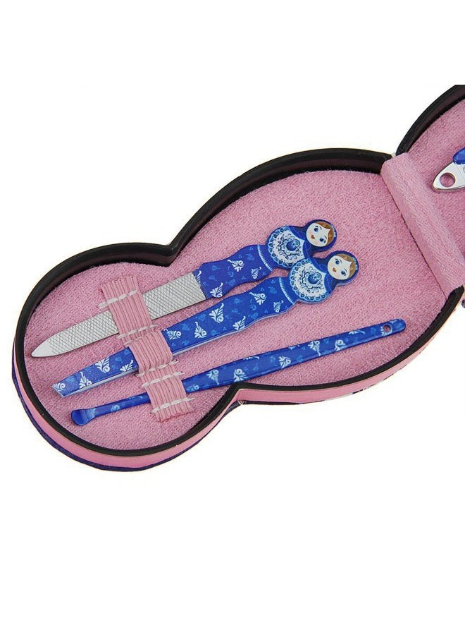 Aibearty Adorable Russian Doll Pattern Stainless Nail Clippers Set of 6Pcs, Professional Grooming Kit, Nail Tools with Luxurious Travel Case - Image 3