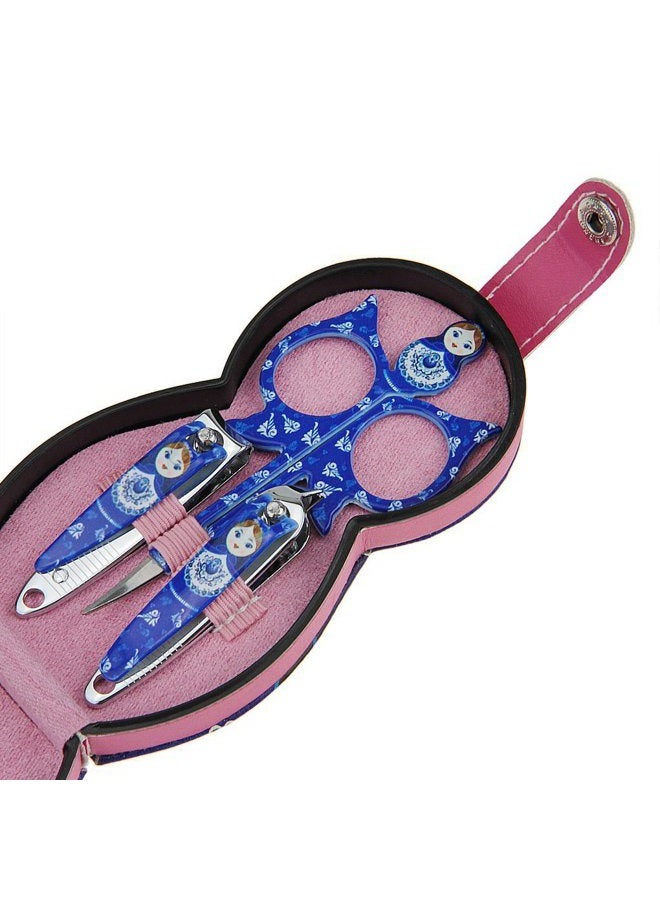 Aibearty Adorable Russian Doll Pattern Stainless Nail Clippers Set of 6Pcs, Professional Grooming Kit, Nail Tools with Luxurious Travel Case - Image 4