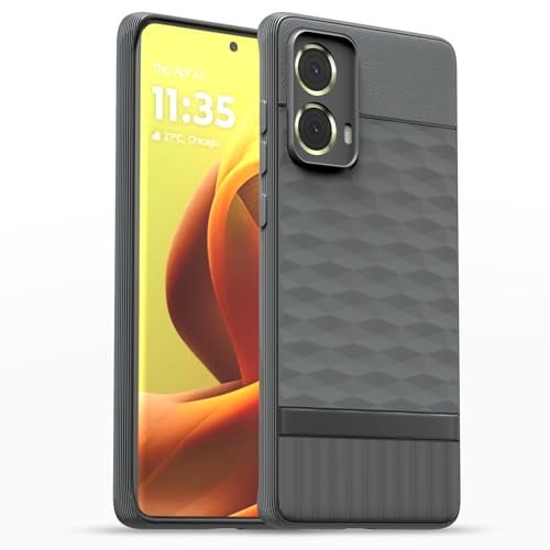 Pikkme غطاء خلفي بيكم لآيفون موتورولا موتو G85 5G حماية الكاميرا تصميم مكعب سداسي ثلاثي الأبعاد سيليكون واقي للصدمات (رمادي) - Image 1