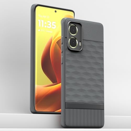 Pikkme غطاء خلفي بيكم لآيفون موتورولا موتو G85 5G حماية الكاميرا تصميم مكعب سداسي ثلاثي الأبعاد سيليكون واقي للصدمات (رمادي) - Image 2