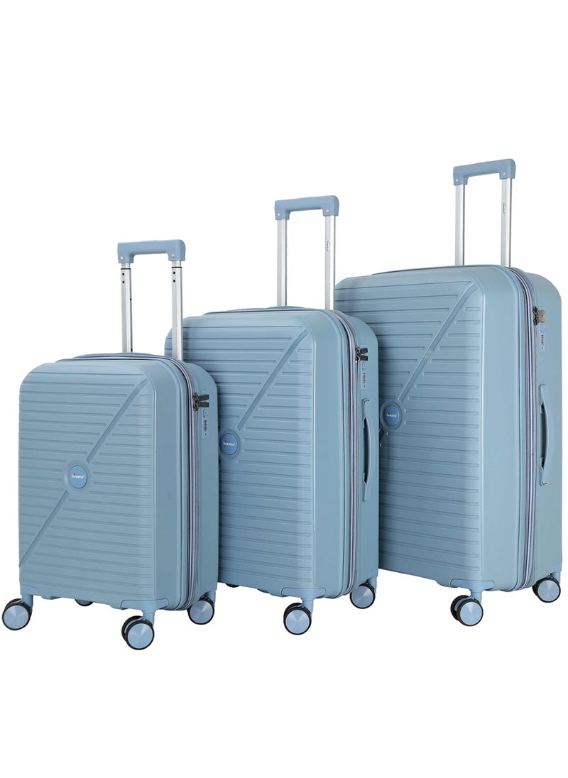 SENATOR - Senator Unisex Expandable PP Fashion Trolley Luggage Set Lightweight Hard Shell Spinner luggage with 360° Degree 4 Twin Wheel and Double Zippers KH1006-GREY BLUE - Image 1