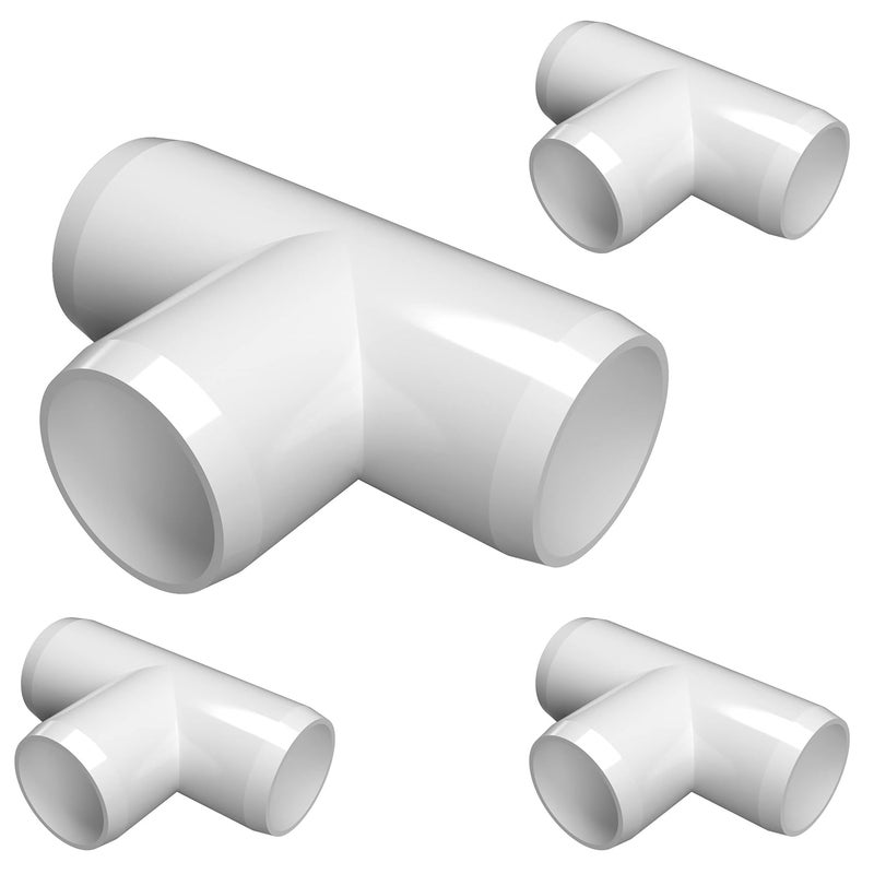 FORMUFIT 1-1/4" Tee Furniture Grade PVC Fitting in White, Made in USA, UV-Resistant, Impact-Proof, 1.660” Actual Socket Diameter (Pack of 4) - F114TEE-WH-4 - Image 1
