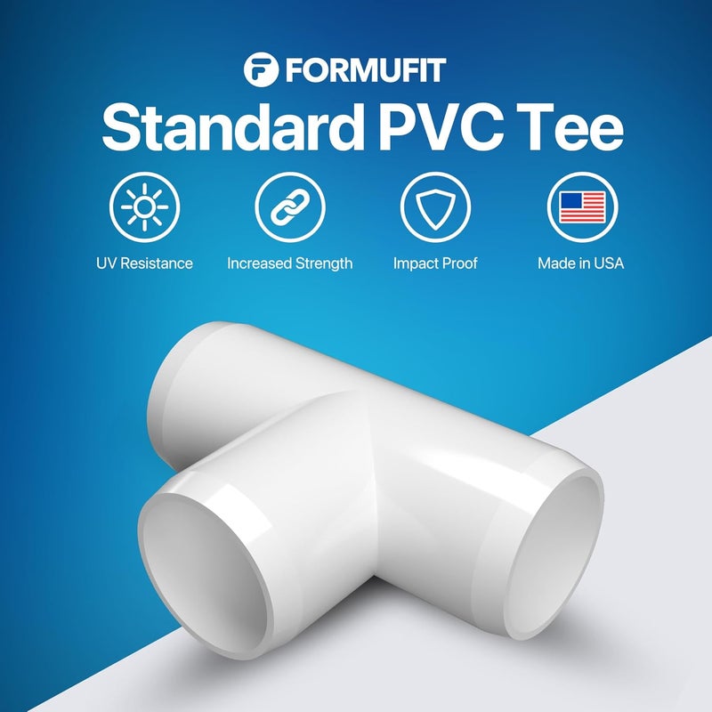 FORMUFIT 1-1/4" Tee Furniture Grade PVC Fitting in White, Made in USA, UV-Resistant, Impact-Proof, 1.660” Actual Socket Diameter (Pack of 4) - F114TEE-WH-4 - Image 2