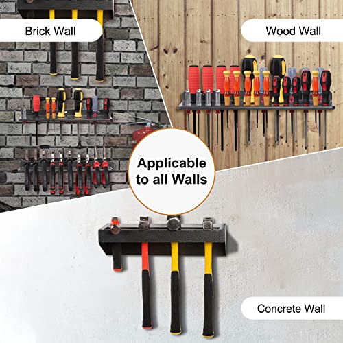 AHOWPD Screwdriver Organizer，Metal Screwdriver Organizers, Hammer Rack，Pliers Organizer, Wall Mounted Tool Organizers for Workshop，Set of 3 Tool Holder Organizer for Workbench - Image 2