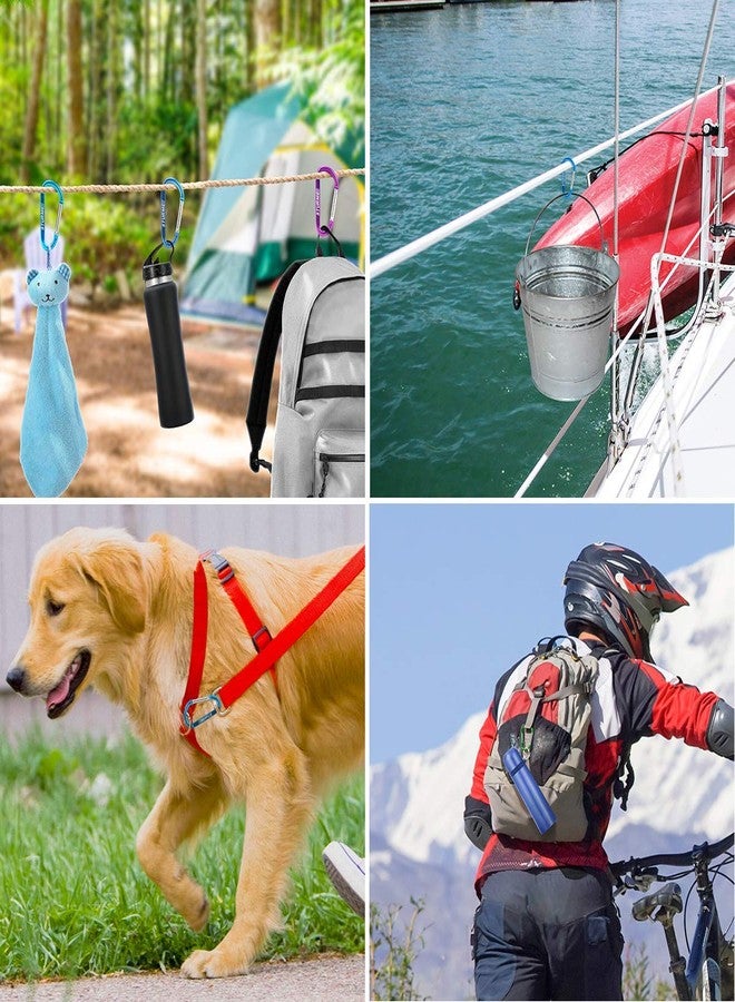 EVALUEMART Pack of 2, 3" Aluminum D Ring Carabiners Clip | Spring Loaded Gate Small Keychain Clip Set | Outdoor Camping, Hiking, Fishing with 1" Keyring & Stainless Steel Wire Keychain Cable- Black - Image 5